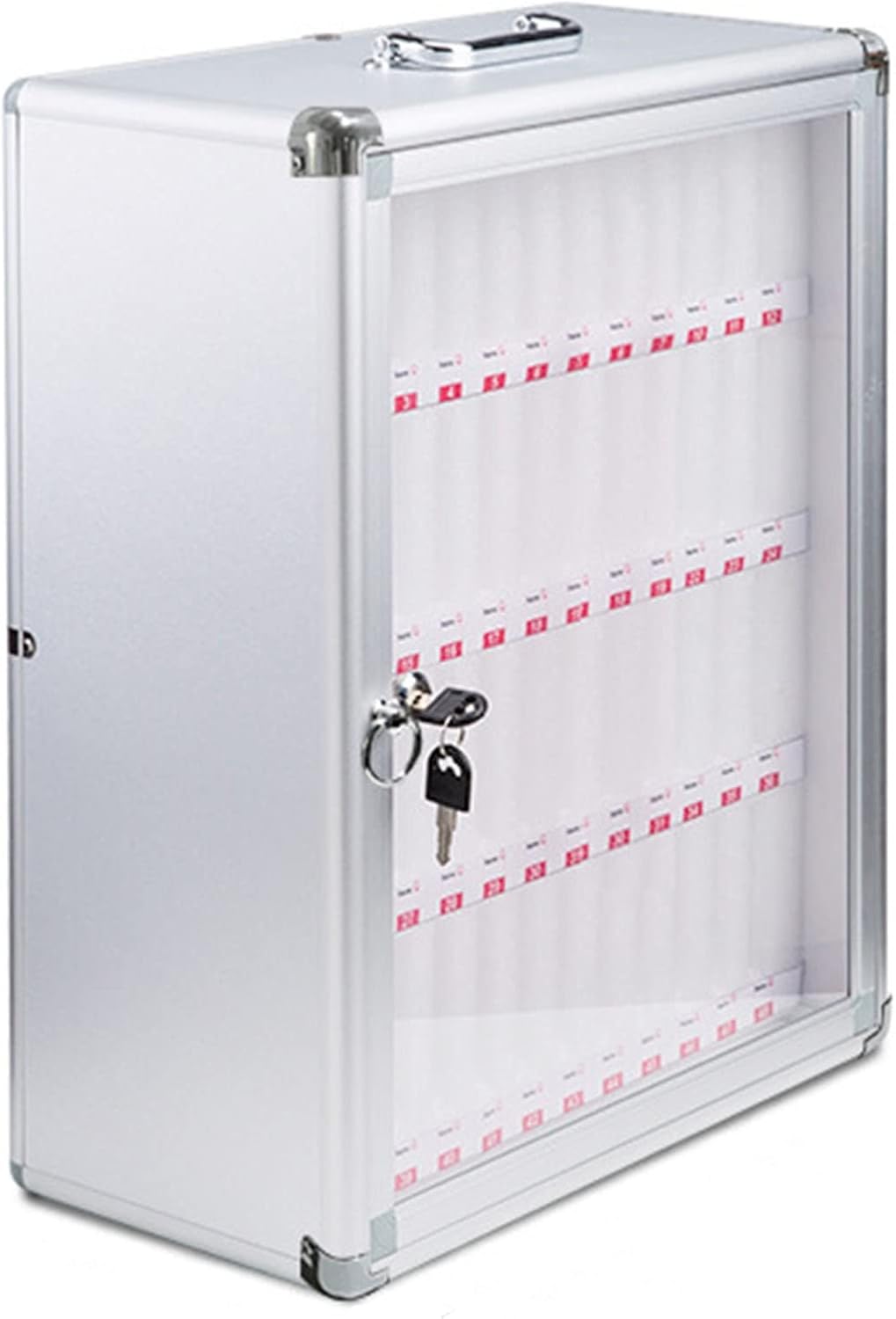 60-Slot Lockable Mobile Phone Storage Cabinet - Wall-Mounted Organizer for Schools & Cafeterias - Secure Mobile Phone Locker Box in Silver - Ideal for Classroom & Event Use