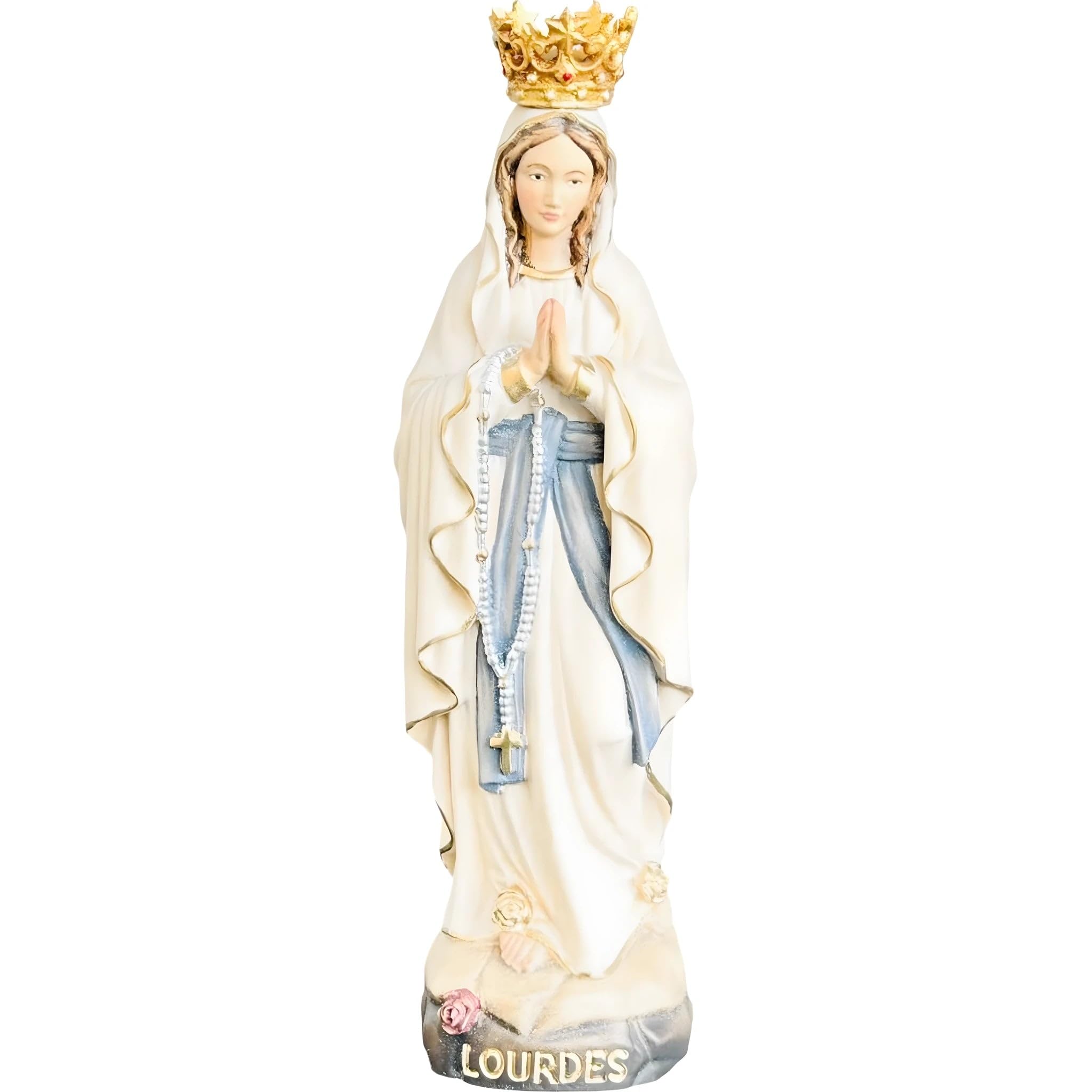 Wooden Our Lady of Lourdes with Crown by Dolfi