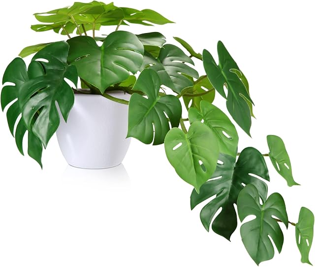 SOGUYI Fake Plants 50cm Artificial Plants Artificial Tropical Monstera Plant Highly Realistic Plastic Artificial Plants in Pots for Home Decor Indoor(1 Pack )