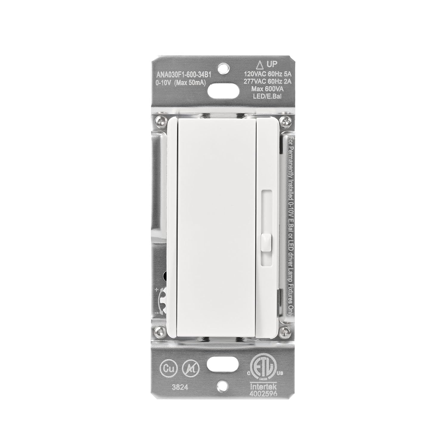 0-10V LED Dimmer Switch for 0-10V Dimmable LED Lights, Single-Pole or 3-Way, Wallplate Included, ETL Listed