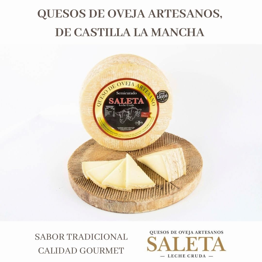 SALETA® Queso Semicurado Entero de oveja Gourmet (3 Kg) | Elaboracion Artesana Quesos de La Mancha | Quesos de leche de oveja — view 7
