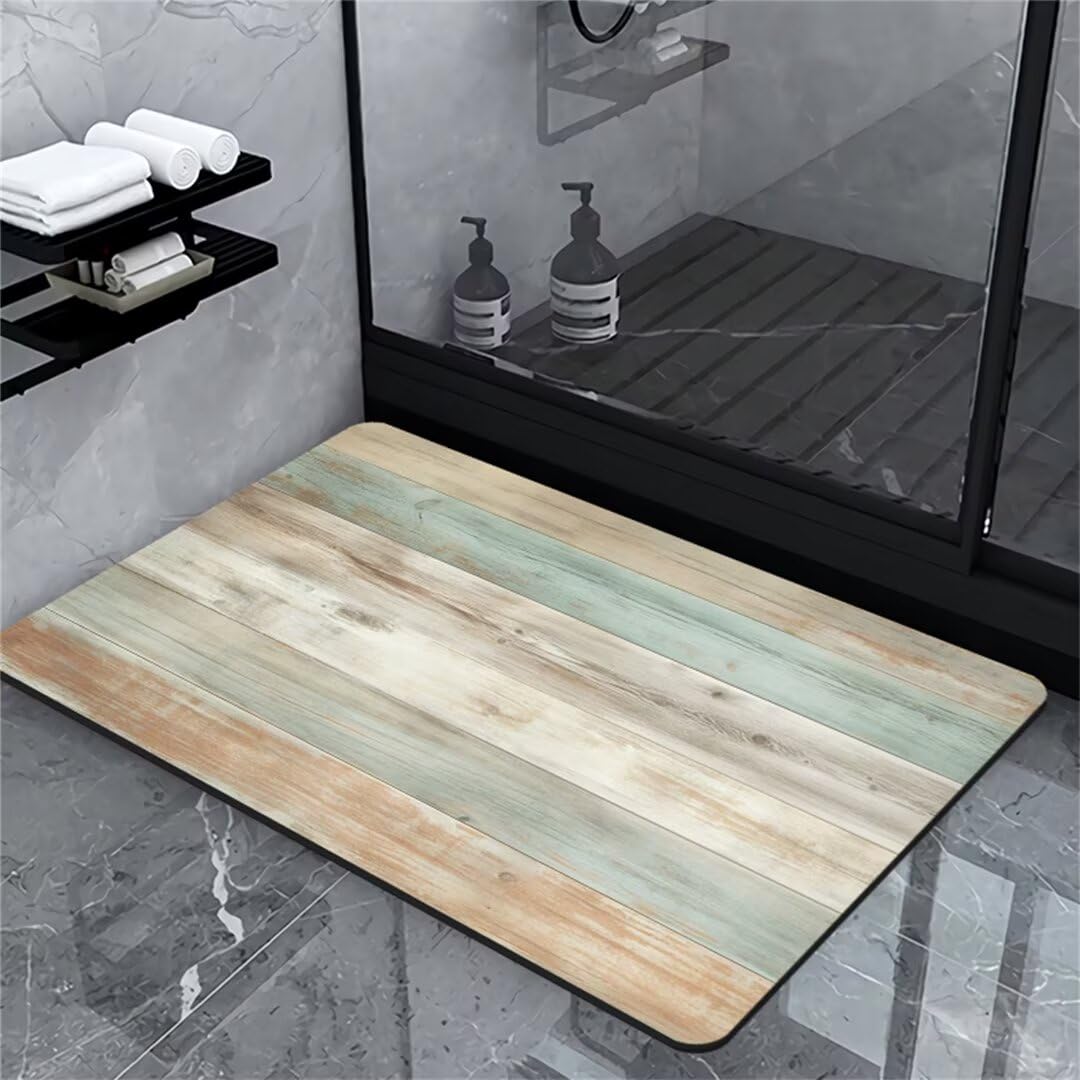 Badezimmerteppich Badteppich Groß 140x200cm Absorbierender Schnelltrocknend Badvorleger Badematten SaugfäHig Waschbar Badematte Holz Bath Bathroom Mat, Teppich Badezimmer Matte Bad Teppich Gross A329