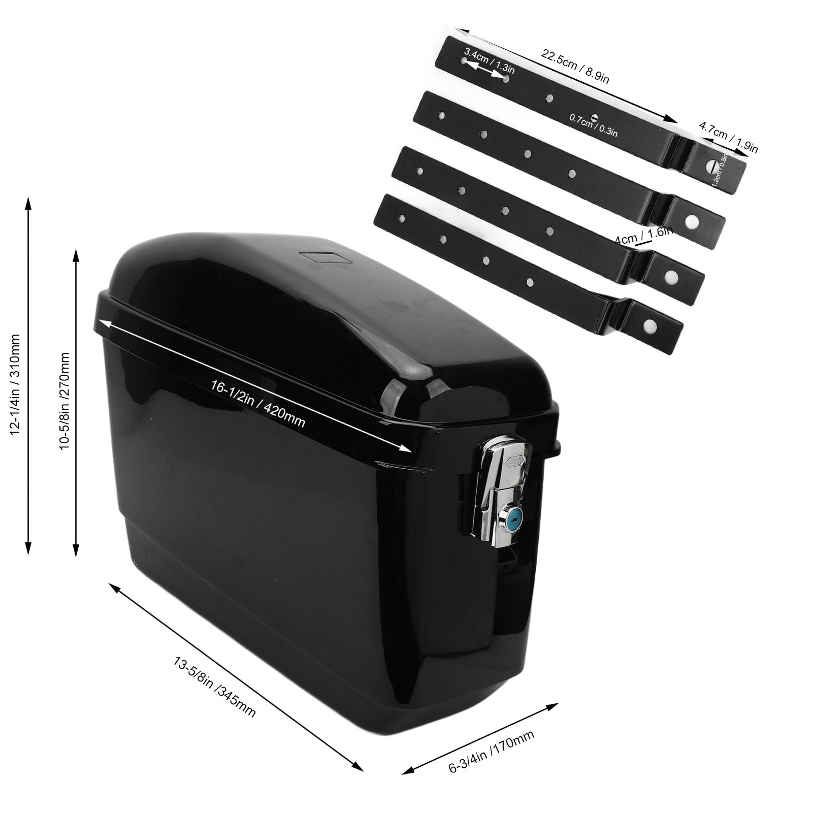 Cocoarm Sacoches Rigides Résistantes aux Intempéries pour Moto, capacité de 45l, Coffre pour, Adaptées aux Pilotes Cruiser, ABS Noir | Rangement latéral en ABS robuste, finition noir brillant, fixation universelle pour cruiser, bagagerie moto verrouillabl
