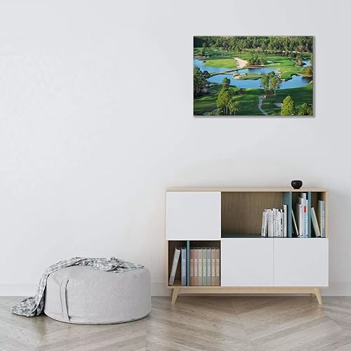 Vista 169 de chenchenArt Arte de pared de campo de golf de Estados Unidos, TPC, Sawgrass Golf Course, impresiones en lienzo, decoración de pared de golf para Rojo