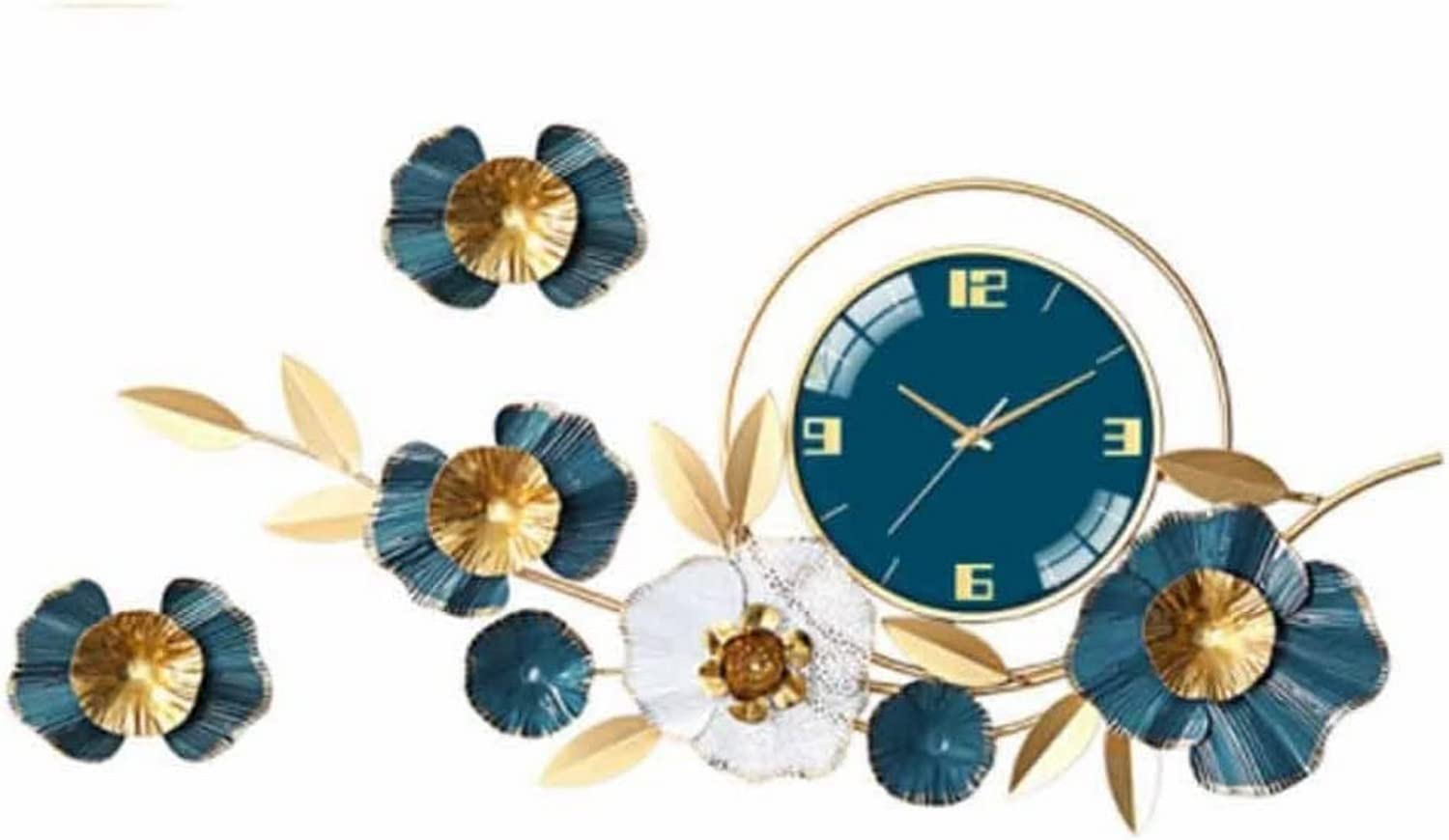 SaryEdge Wall Clock Modern Art Wall Clock Oversized Wall Clock Metal Silent Living Room Wall Clock Home Easy to Read Wall Decor Clock, A 47.5Cm,
