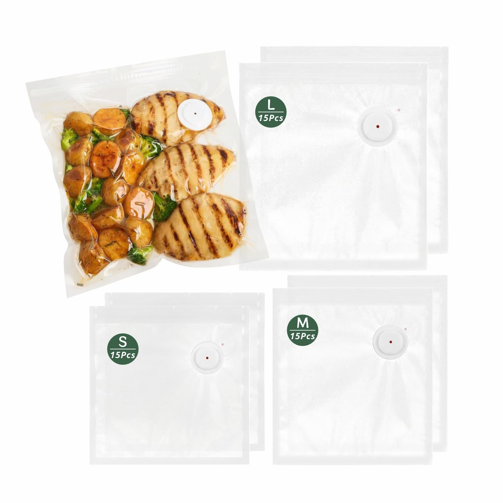 TTUGTTUG Reusable Vacuum Sealer Bags 45 Pcs