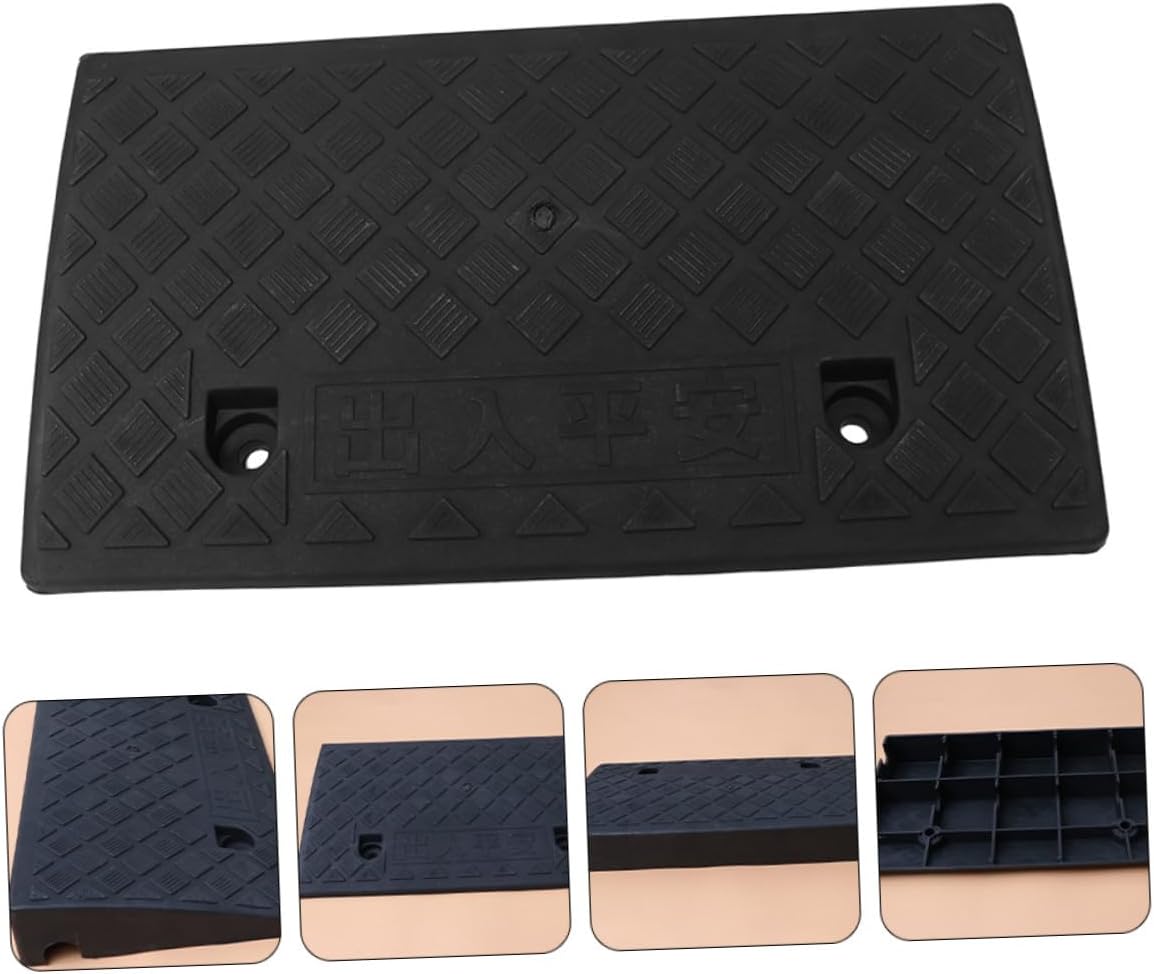 Plastic Car Loading Ramp 50x27x9cm Black Rubber Triangle Curb Ramp for Driveway and Sidewalk Loading