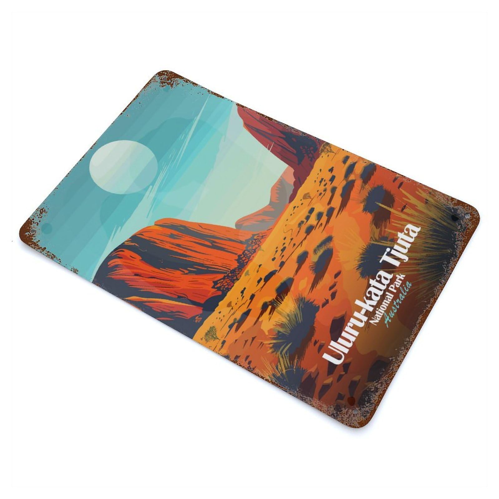 Uluru-Kata Tjuta National Park Australia 11.8"x7.9" Rusty Metal Tin Sign, Farmhouse Wall Decor for Office, Studio And Wall Decor