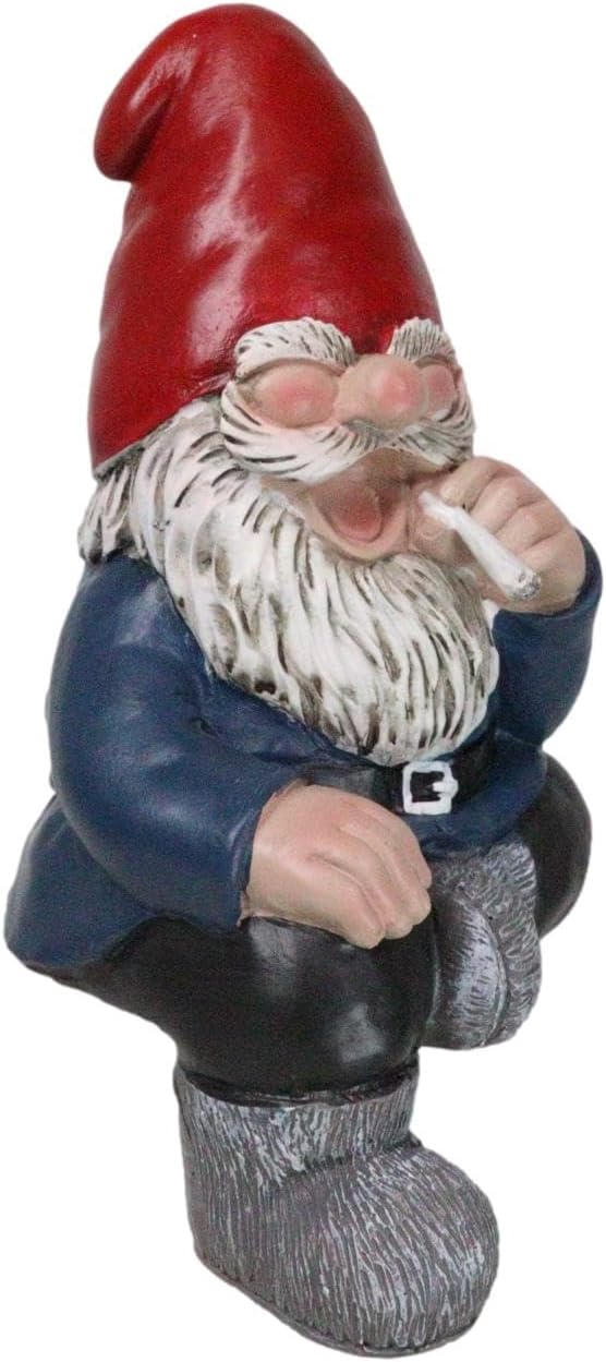 Ebros Gift Whimsical Carefree Gypsy Life Mr Gnome Dwarf Stoner Smoking Rolled Stash Shelf Sitter Edge Accent Figurine Fantasy Gnomes Fairy Garden Home Decor