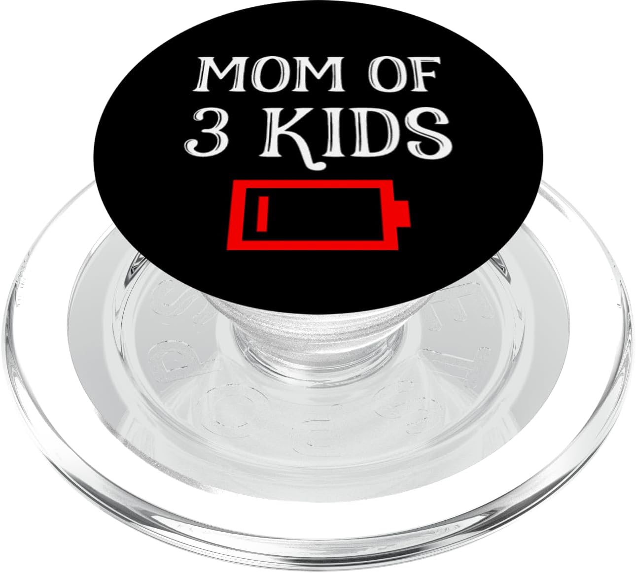 Tired Mom Of 3 Kids Fun Mother Of Three Children Low Battery PopSockets MagSafe PopGrip for iPhone