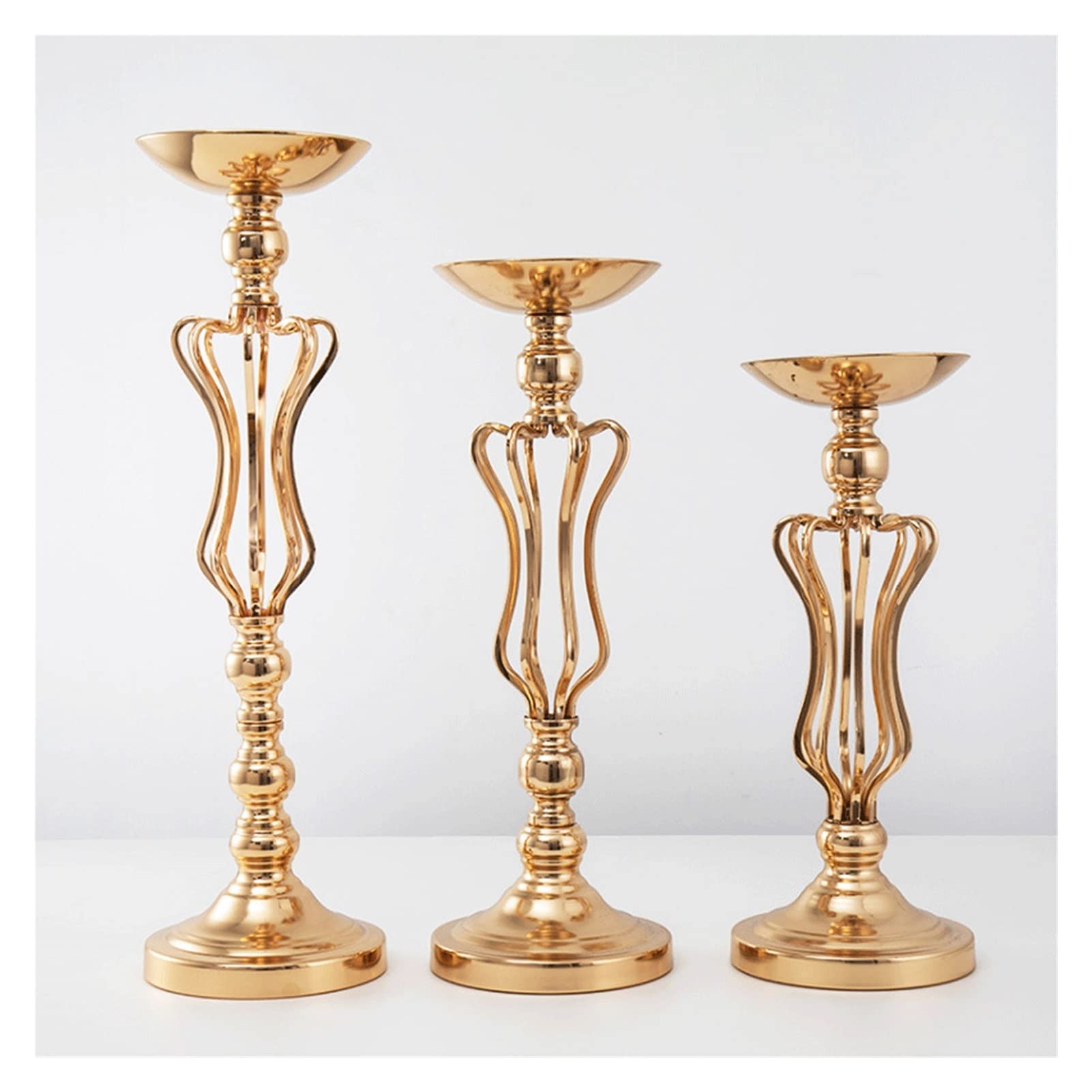 HTTGDGDH Candlestick Table Flower Utensils Gold Small Waist Electroplating Ornaments Decoration,Argento-47CM