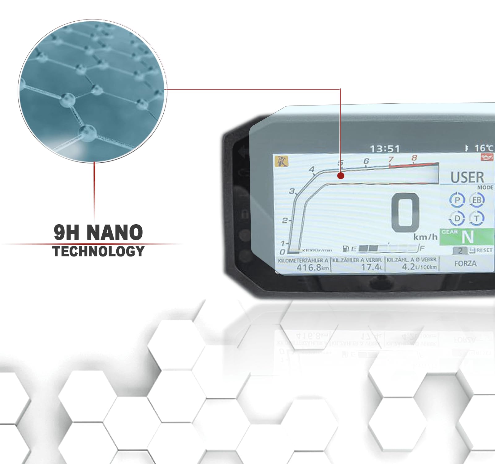 Protecteur écran Honda Hornet Film Protection écran ScreenLeaf - Honda Hornet CB 750 2025, Transparent, éco-responsable Film écologique Recyclé