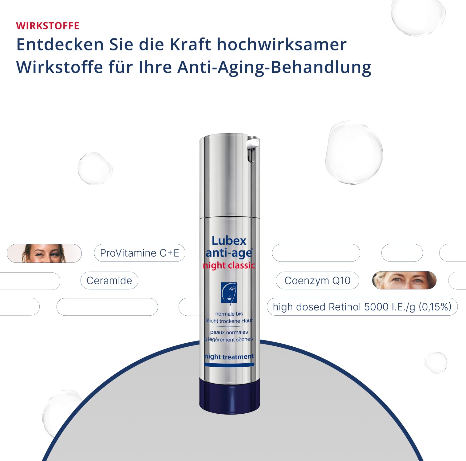 night classic - Nachtpflegecreme mit hochdosiertem Retinol, Coenzym Q10 und Ceramiden für die normale bis leicht trockene Haut, hergestellt in der Schweiz, 50ml