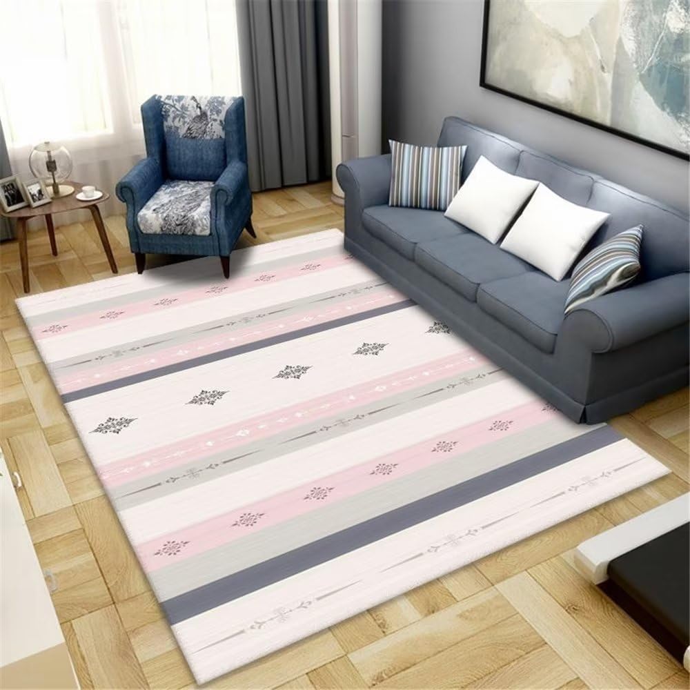 Tapis de chambre à coucher rose au design minimaliste pour créer un coin cocon agréable