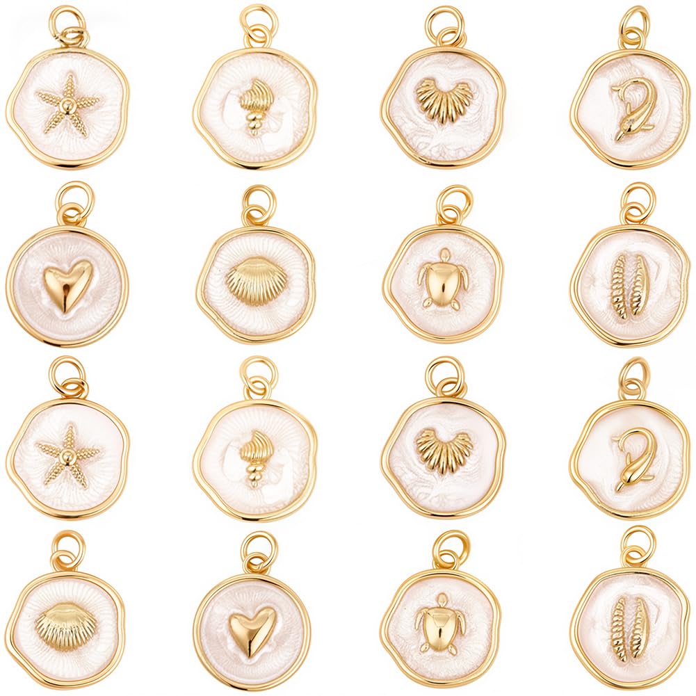 Breloques en laiton plaqué or 18k émail marin de qualité pour bijoux d'été