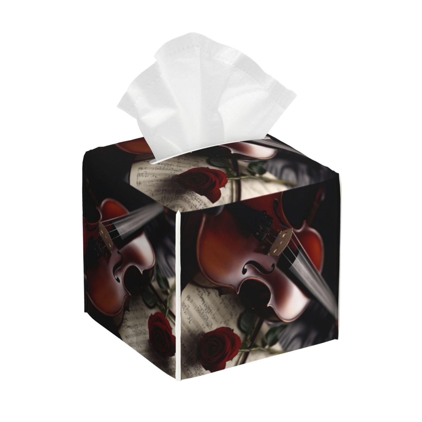 Violin Sheet Music Tissue Box Cover Square Cube Boxes