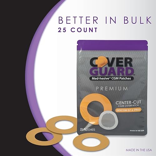 Miniatura 9 de Overpatch CGM  Dexcom G7, Stelo  Diseño de corte central bronceado  25 unidades  Adhesivo impermeable  Antideshilachamiento  Fácil aplicación y