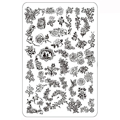 XXL Blume Stamping Schablone Frühling Rose Platte #4