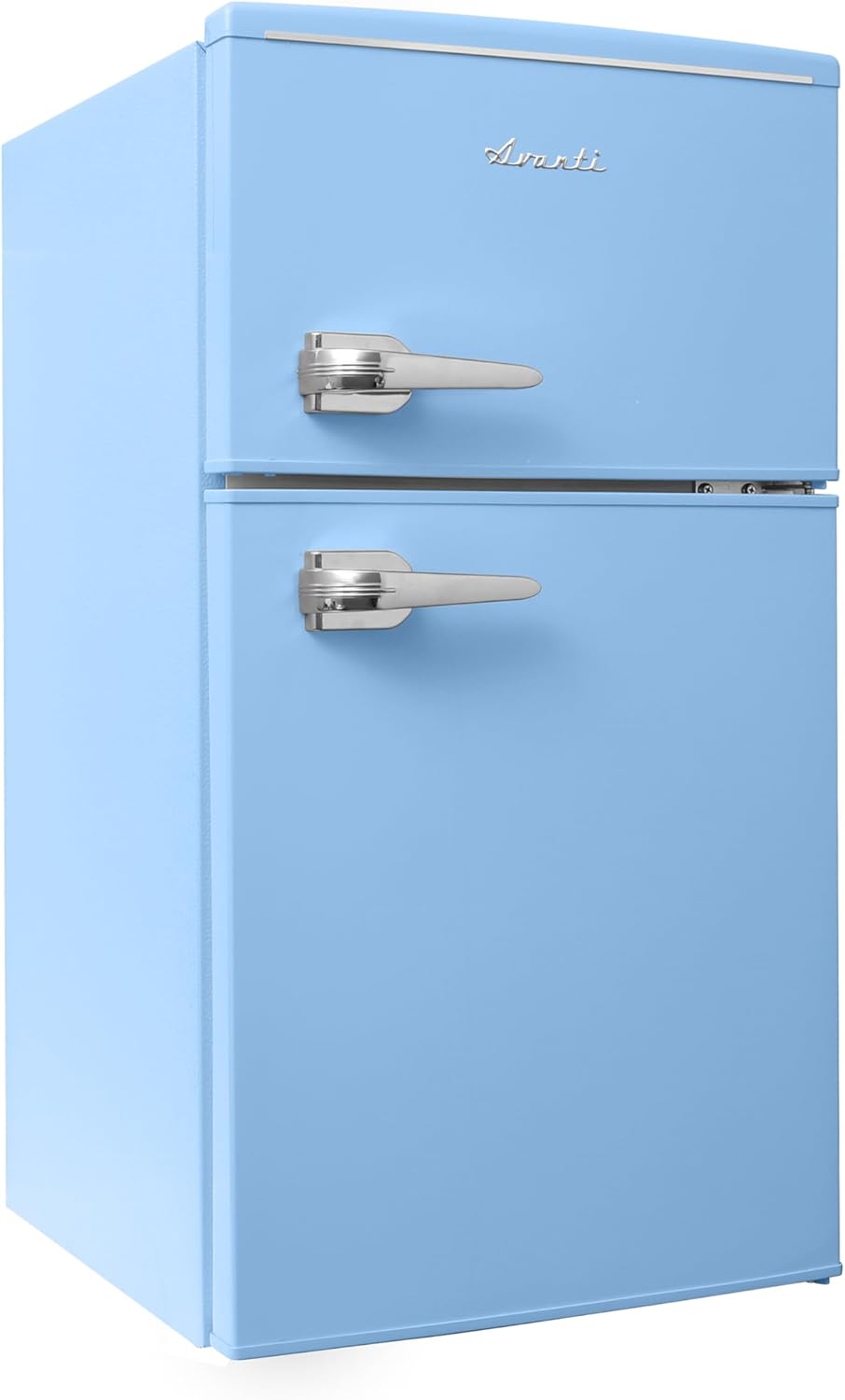 Avanti Mini Fridge with Freezer Retro Design Compact Refrigerator for Home Office or Dorm, Features Dual Doors Removable Shelves Manual Defrost and Mechanical Adjustable Temp Control, 3.1-Cu.Ft, Blue