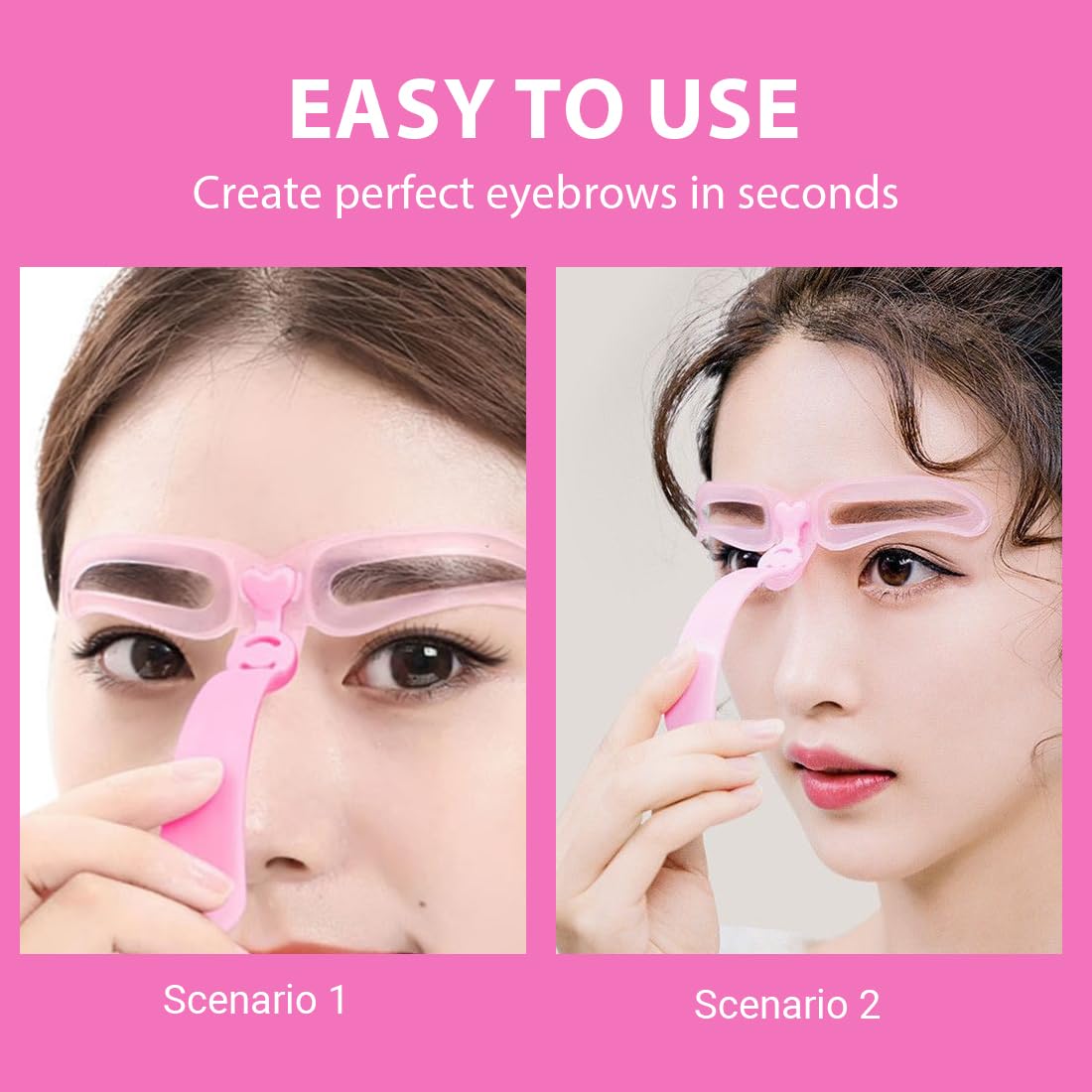 GXGM Stencil Sopracciglia Kit Timbri Sopracciglia 8 Stencil per Sopracciglia per Principianti Riutilizzabili e 1 Rasoio per Sopracciglia, Rosa