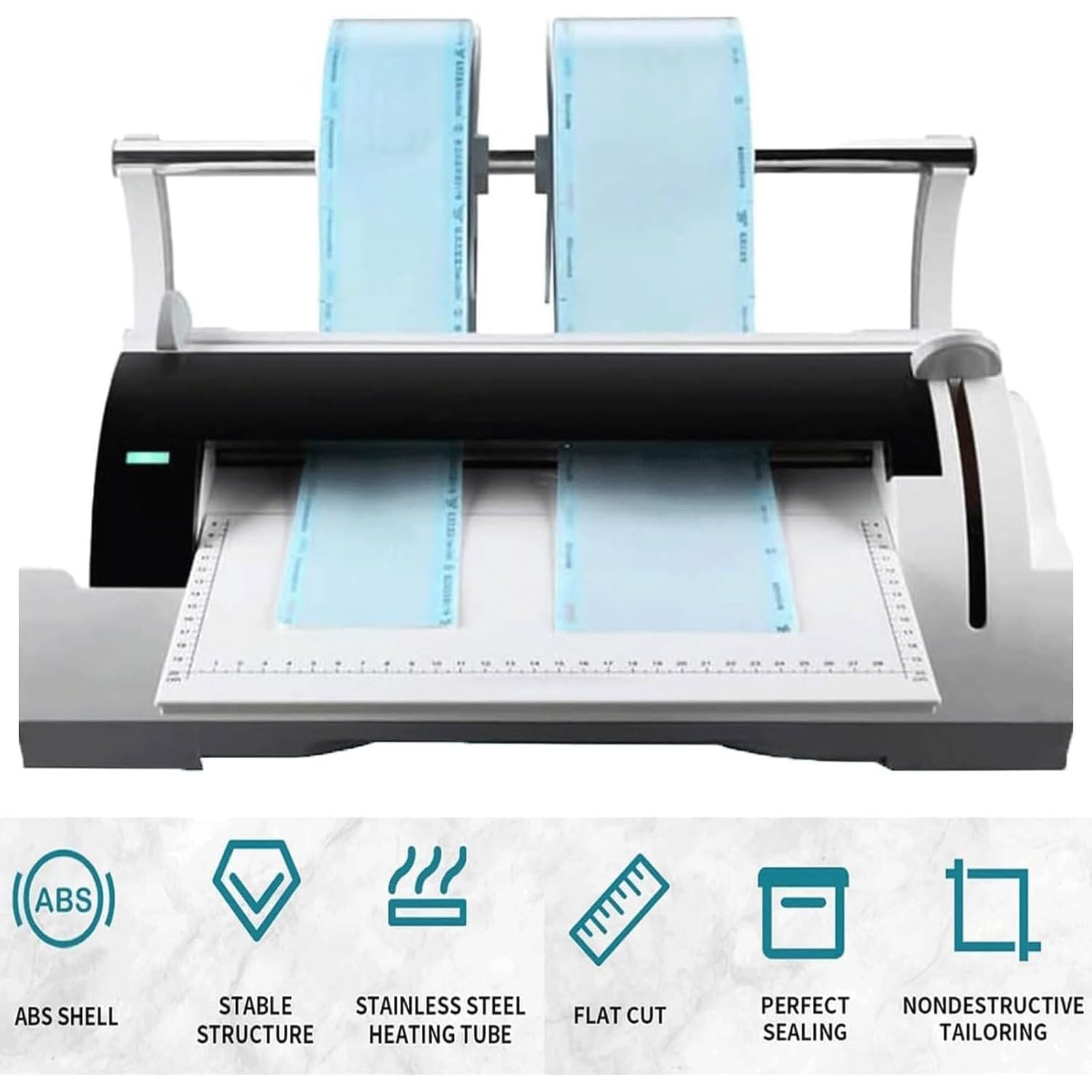 Máquina de sellado estéril, máquina automática de sellado dental, máquina selladora térmica médica de esterilización de 100 W con cortador de bolsas para laboratorio, clínica, hospital