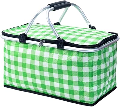 Insulated Picnic Basket Cooler Bag with Leak-Proof Liner, 26L Large Capacity for 12 Adults, Picnic Basket with Sturdy Handles for Outdoor Activities, Travel, Beach, Camping Green