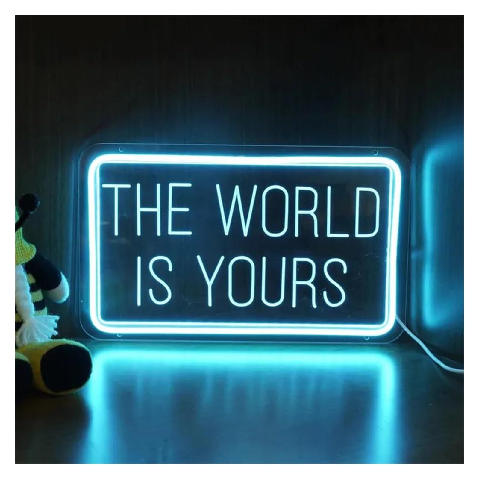 XENITE Luces Art Decoration Christmas Letrero De Neón THE WORLD IS YOURS LED Con Alimentación USB, Lámpara De Grabado, Decoración De Pared Para Fiestas En Casa, 40cm