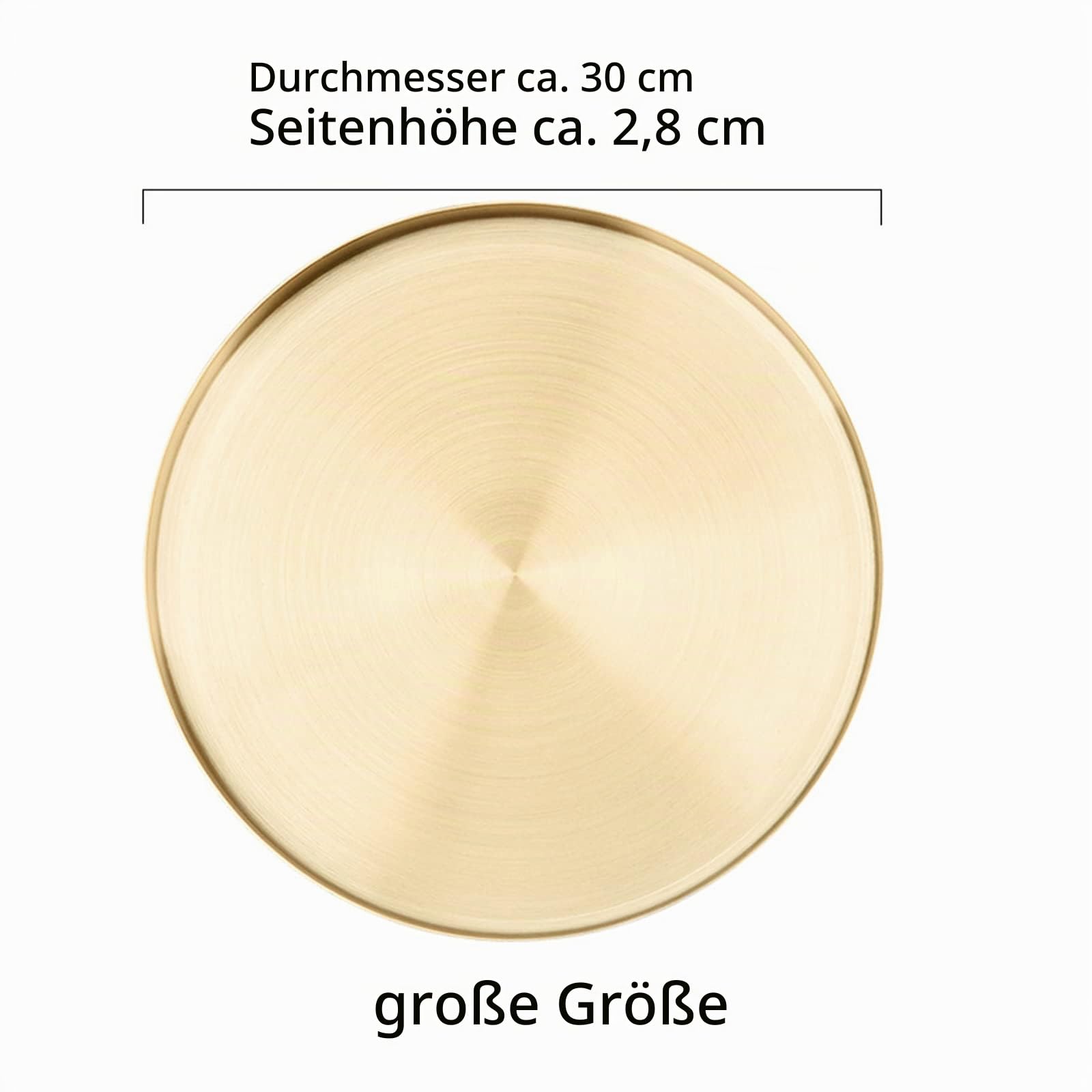 Rundes Tablett aus Edelstahl Serviertablett Goldfarben Schmuck- und Make-Up-Organizer/Kerzenteller Gold，Servierplatte für Bar Küche Badezimmer Edelstahl (L)