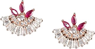 ZAVYA 925 Sterling Silver Cubic Zirconia Minimal Rose Gold Plating Stud Earrings | | Gift for Women and Girls | With Certi...