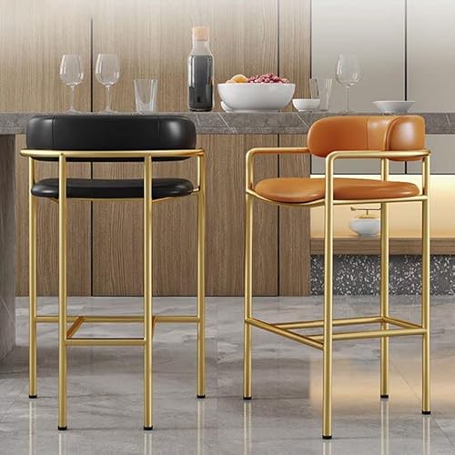 Craftthink Counter Stool, Nordic Armrest Backrest Counter Stool Iron Bar Stool With Cushion And Pedal For Cafe Shop Bar Home- 4 Pieces Bar Stool(26" H) Gold Green #TOP2