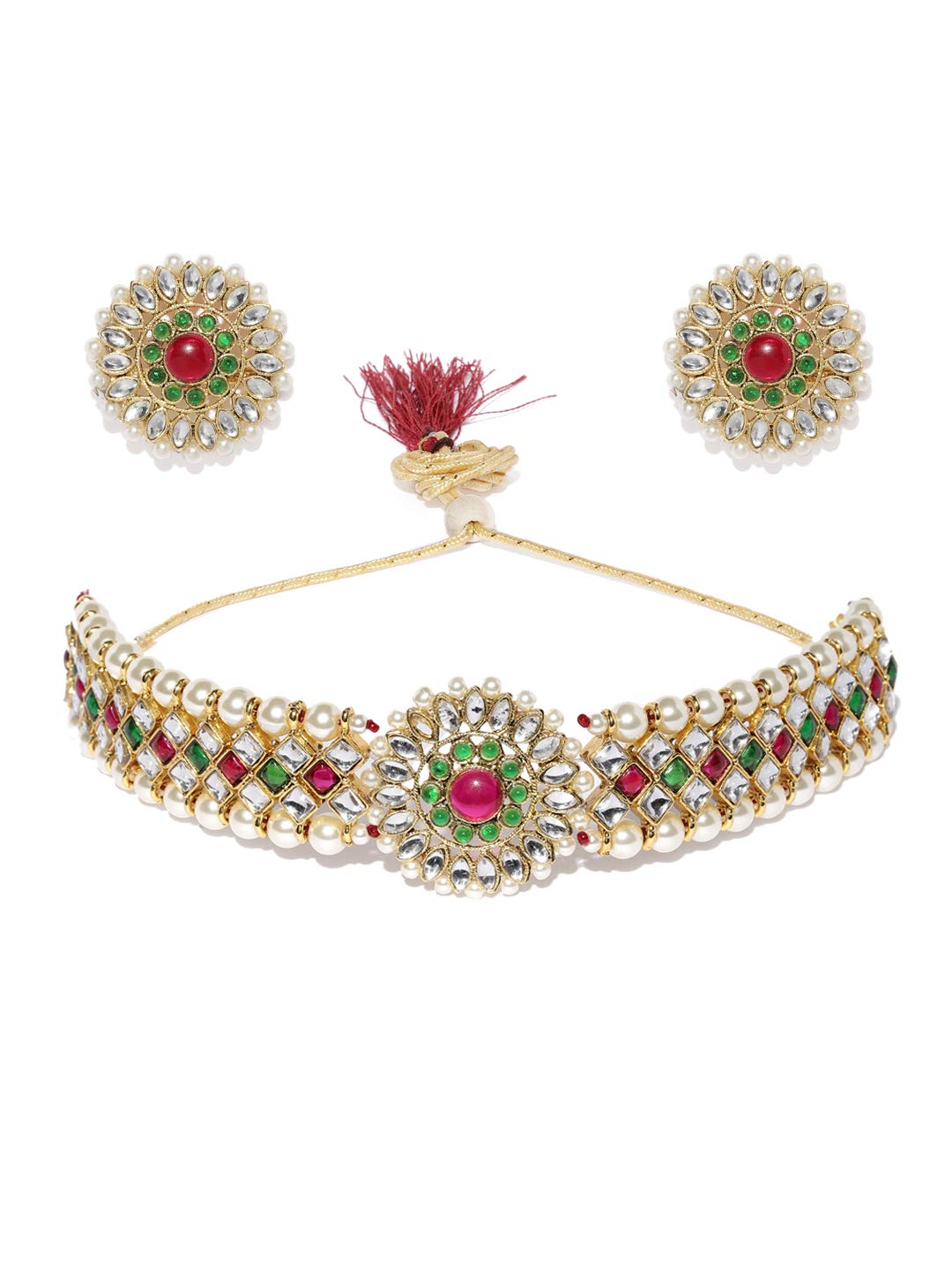 ZAVERI PEARLS Gold Tone Enchanting Kundan & Pearls Choker Jewellery Set For Women-ZPFK9362 (B084JQ1775) Amazon Price History, Amazon Price Tracker