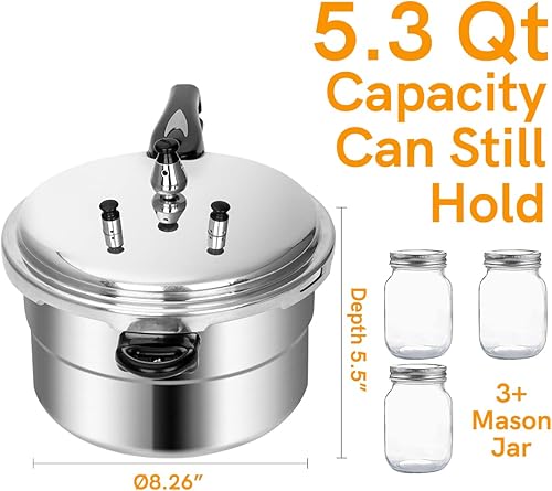 Miniatura 7 de BreeRainz Olla a presión de 53 cuartos de galón lata a presión compatible con inducción de 10 PSI con base recubierta de acero inoxidable de panal