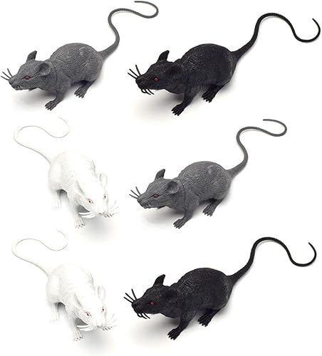 Halloluck 6 piezas de Halloween falsa de simulación de ratas de PVC novedosas decoraciones de Halloween Halloluck 6 piezas de Halloween falsa de simulación de ratas de PVC novedosas decoraciones de Halloween