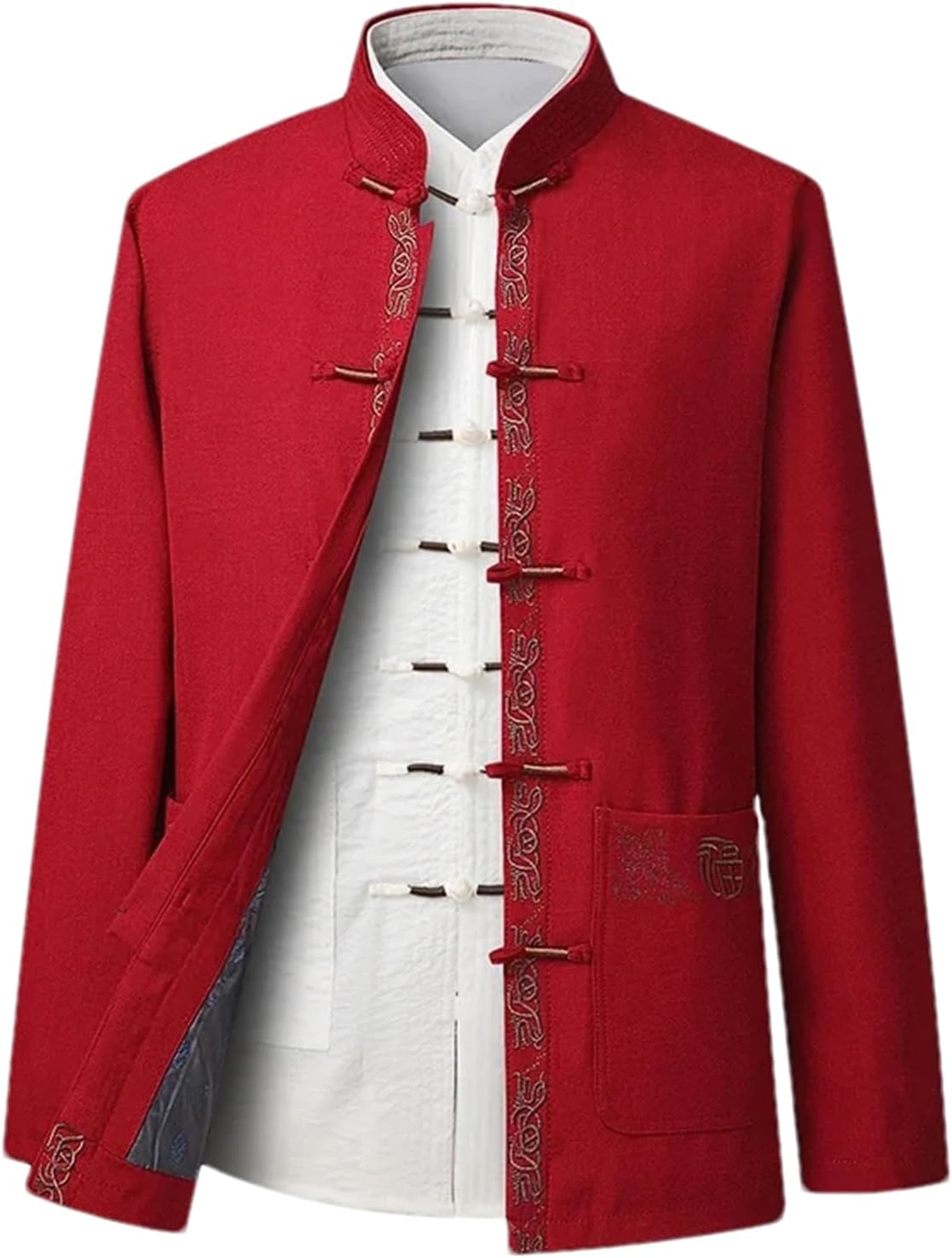 Generic Chinese Traditional Style Double-Faced Tang Suit Men's Embroidered Hanfu Top Men's Kung Fu Jacket Cheongsam Coat