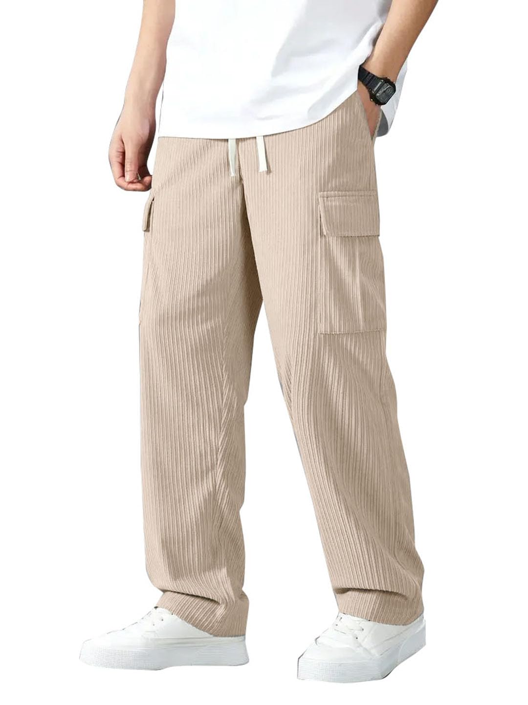 Men's Cargo Pants | Corduroy Trousers for Men Loose Fit | Cargos for Men | Men Cargo Trouser-image-32