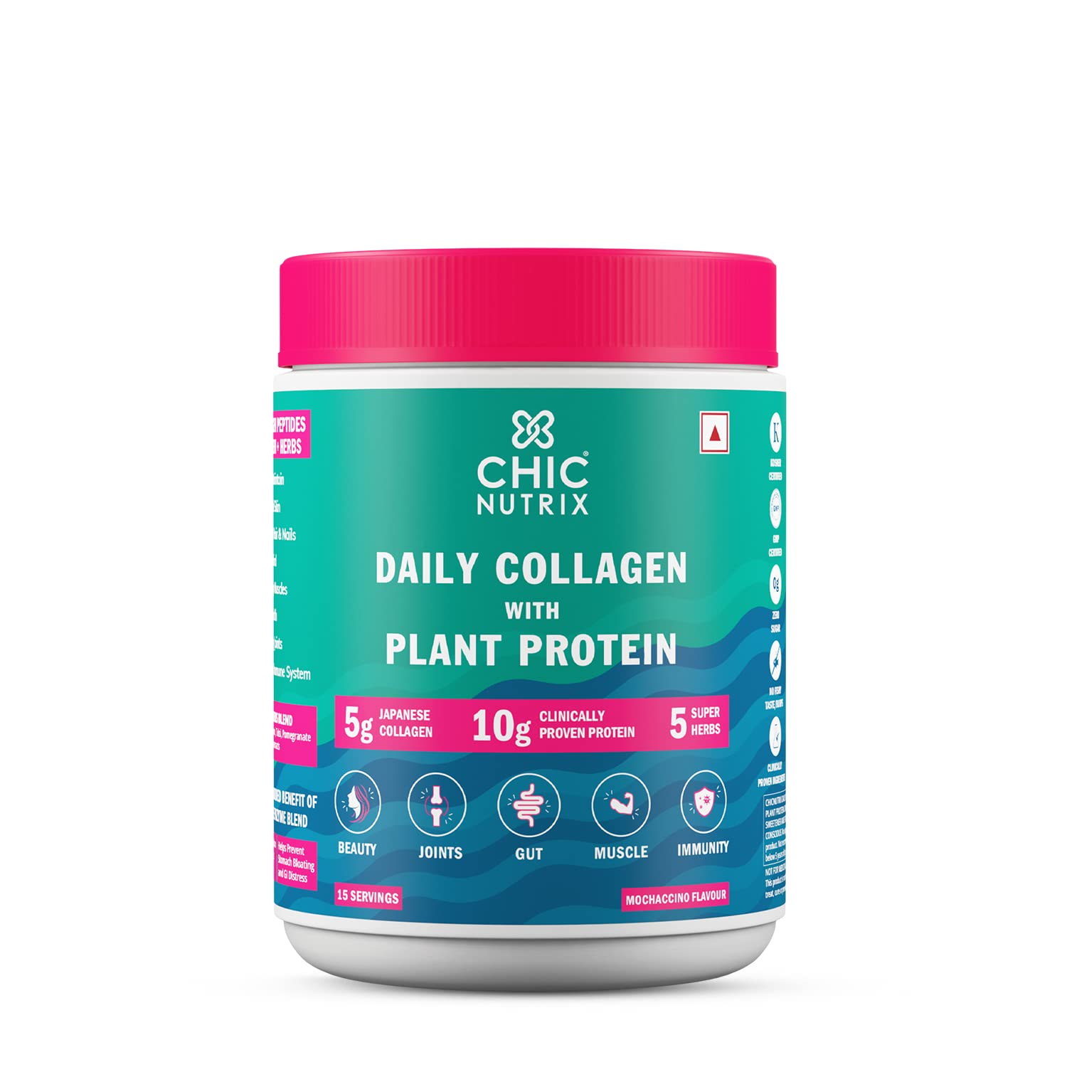Chicnutrix Daily Collagen Peptides with Plant Protein | 15 Servings of Mocha Coffee Flavour | Japanese Marine Collagen, Amla, Shatavari, Brahmi, Pomegranate & Tulsi | Digestive Enzymes (B0BG4TXS7J) Amazon Price History, Amazon Price Tracker