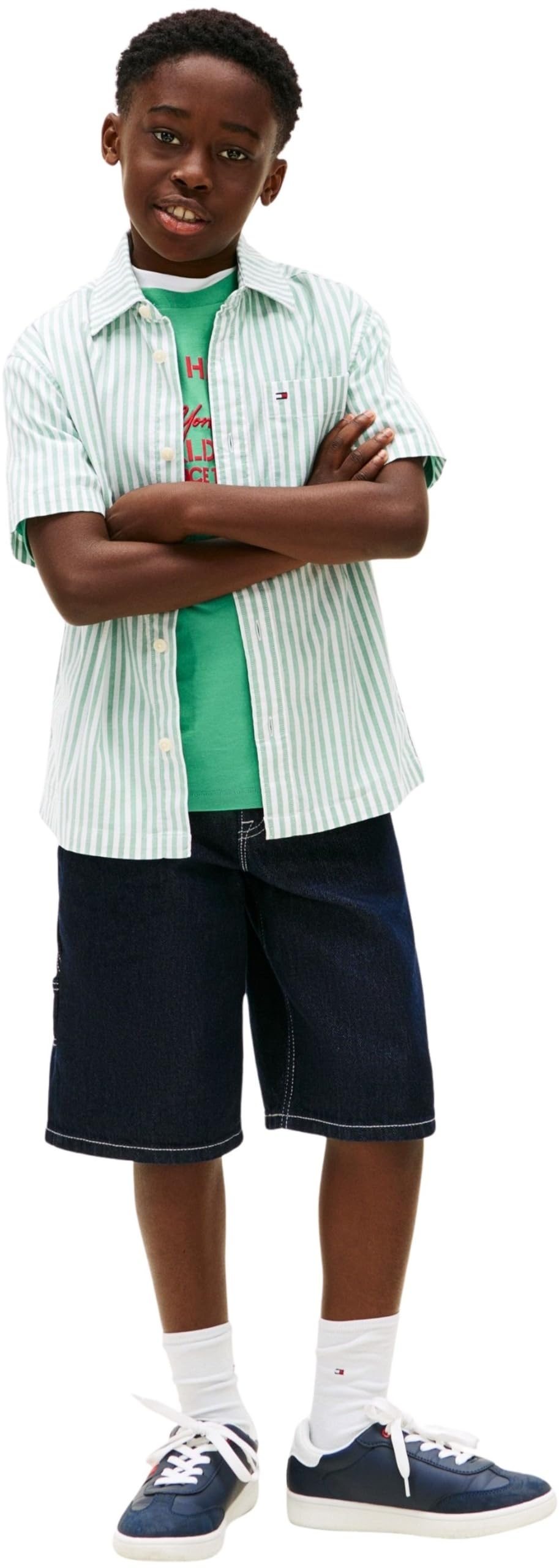 Tommy Hilfiger Flex Ithaca Stripe Shirt SS Kb0kb10210 Camicie Bambini e Ragazzi (Pacco da 1)