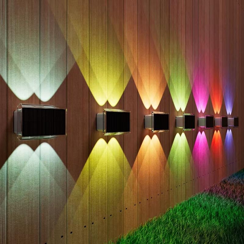 Image of Epyz Solar Wall Light Outdoor UP & Down Waterproof Garden Decoration Wall Lamps Step Small Night Lamp Garden Lighting Fence Courtyard Decor 2 LED [ Multicolor, Pack of 2 ]