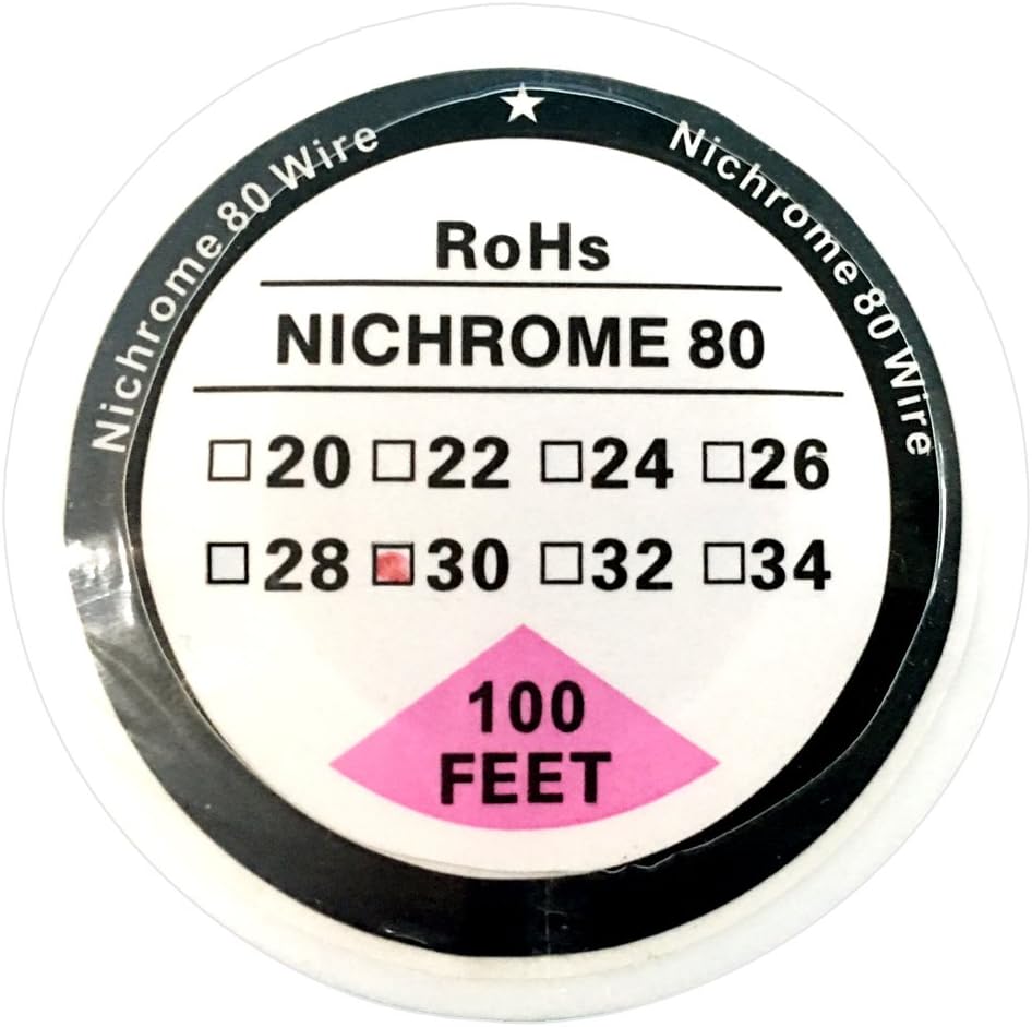 Nichrome 80 Wire Resistance Wire 100ft (30m) Spool 22-32G AWG (30G)