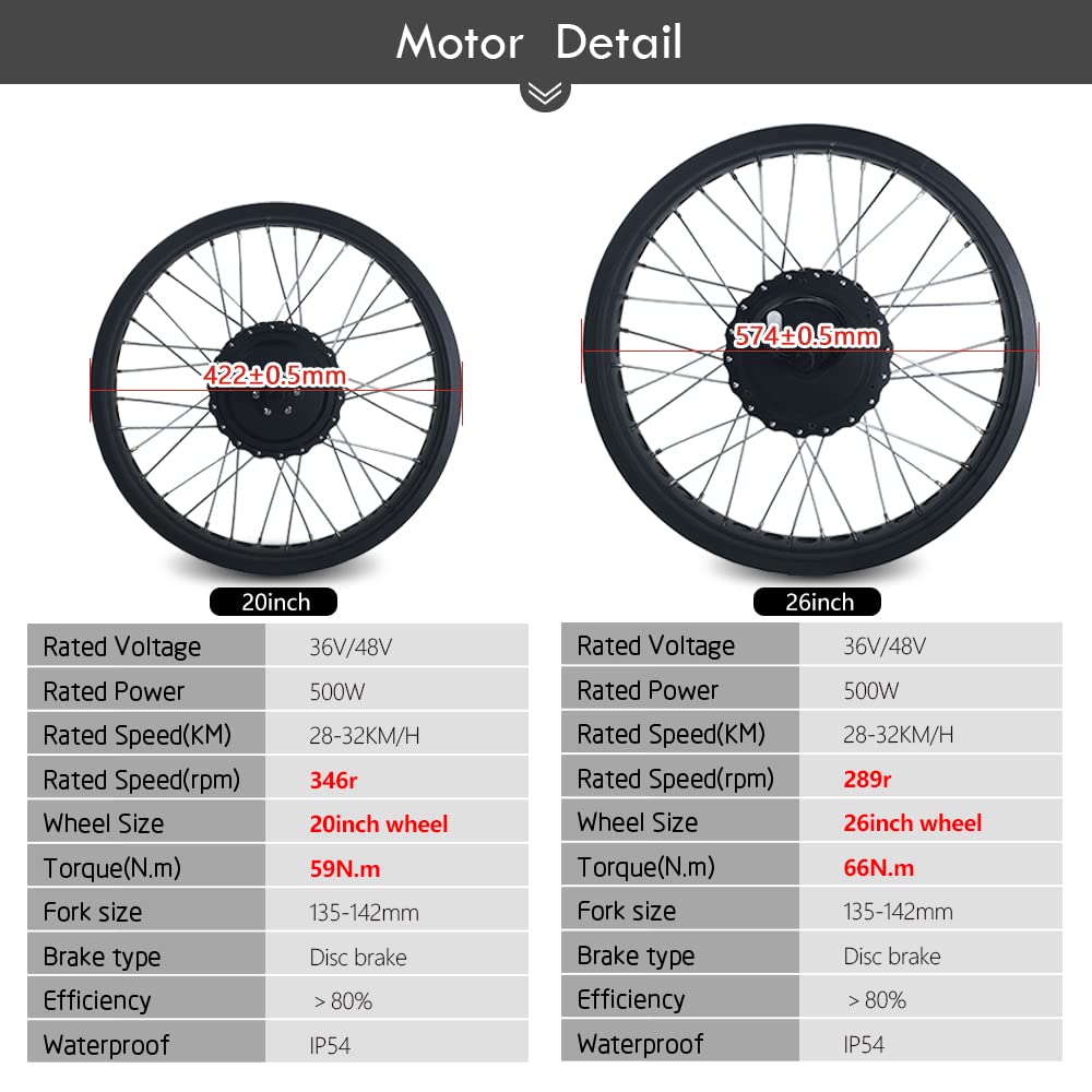 Amazon | 電動自転車変換キット、36V / 48V 500Wモーター、ブラシレス