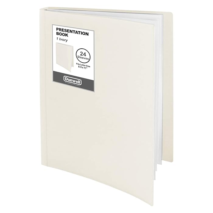 Buy Dunwell Binder with Plastic Sleeves (White, 1 Pack), 24Pocket Bound Presentation Book with