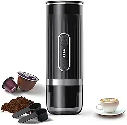 Máquina de Café Expresso Elétrica Portátil, Cafeteira de Carro Autoaquecida, Máquina de Expresso de Viagem Compatível com Pó de Café e Cápsulas, Ótimo para Viagem Camping Escritório RV Casa