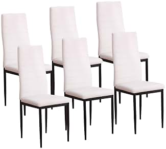M1C - Pack 6 Sillas de Comedor emi, Sillas Estilo Moderno, Ergonómicas, espaldo y Asiento en Polipiel Color Blanco