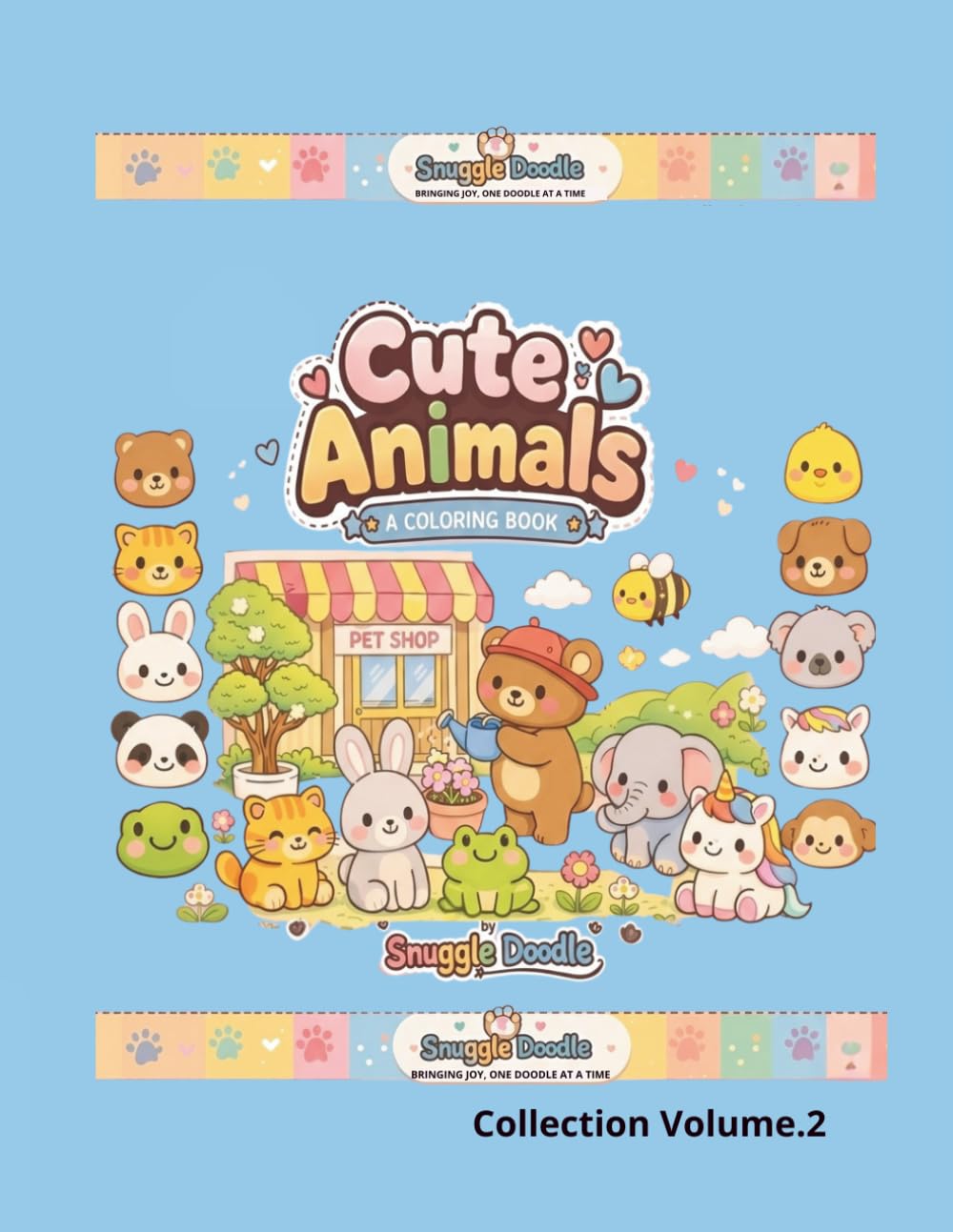 Cute Animals: A Coloring Book: Animal Illustrations for Kids and Adults (Volume 2)