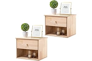WINGLI Unfinished Floating End Table Set of 2