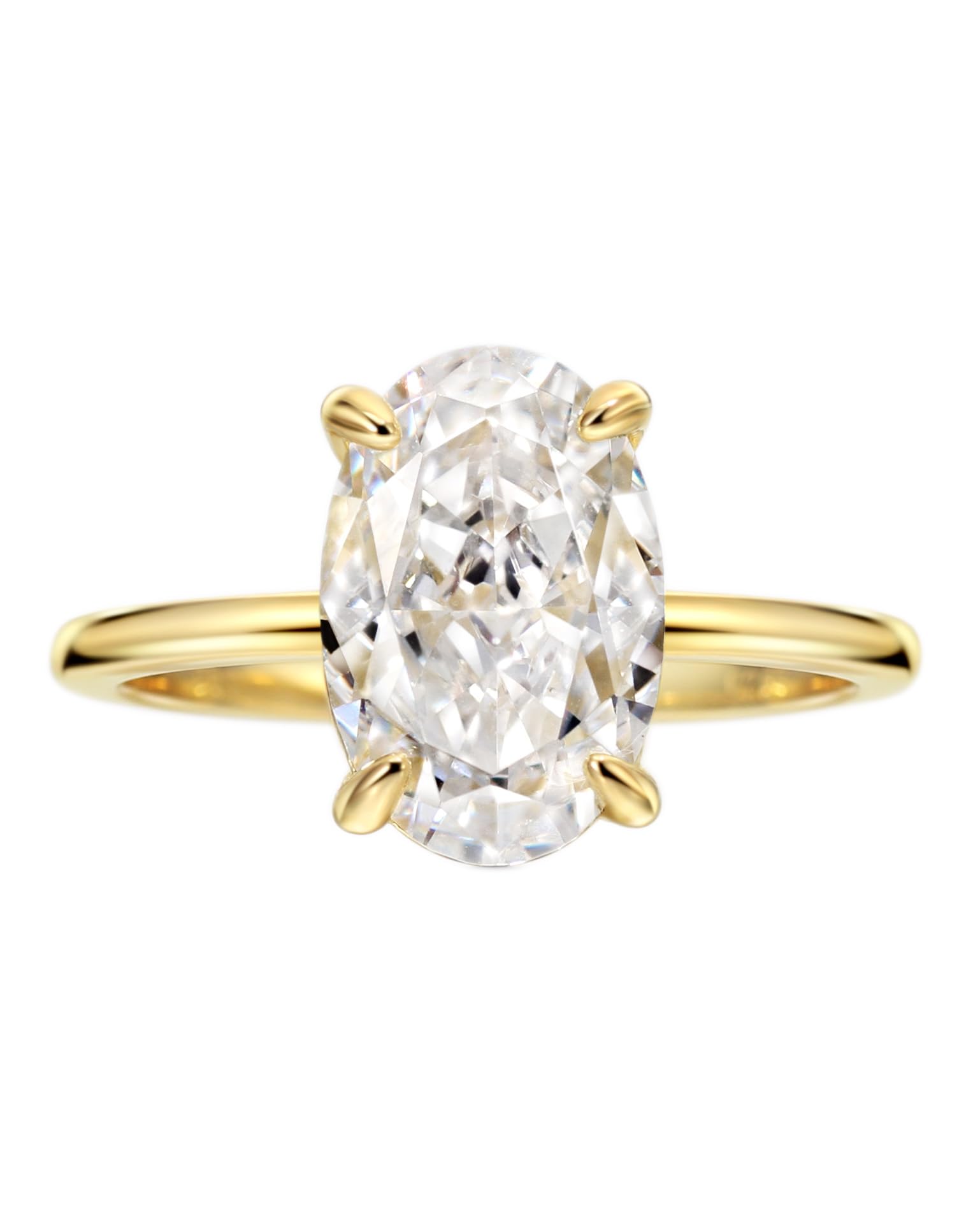 Michooyel Anillos de compromiso chapados en oro de 18 quilates con circonita cúbica de corte ovalado de 4 quilates para mujer, anillo de boda de plata de ley, anillo de promesa