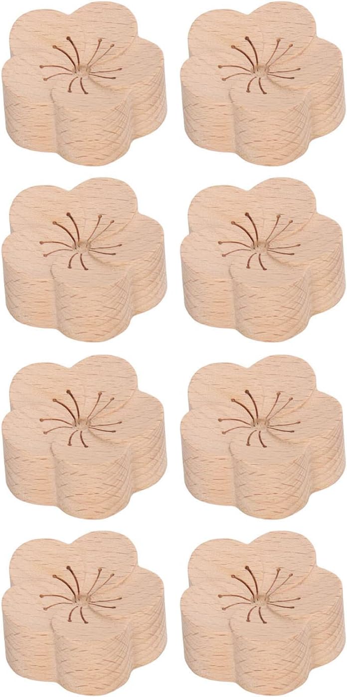 8 Pcs Essential Oil Car Diffuser, Plum Flower Shape Wood Diffuser, Natural Beech Wood Compact Car Vent Diffuser with Design for Home Office Yoga Studio