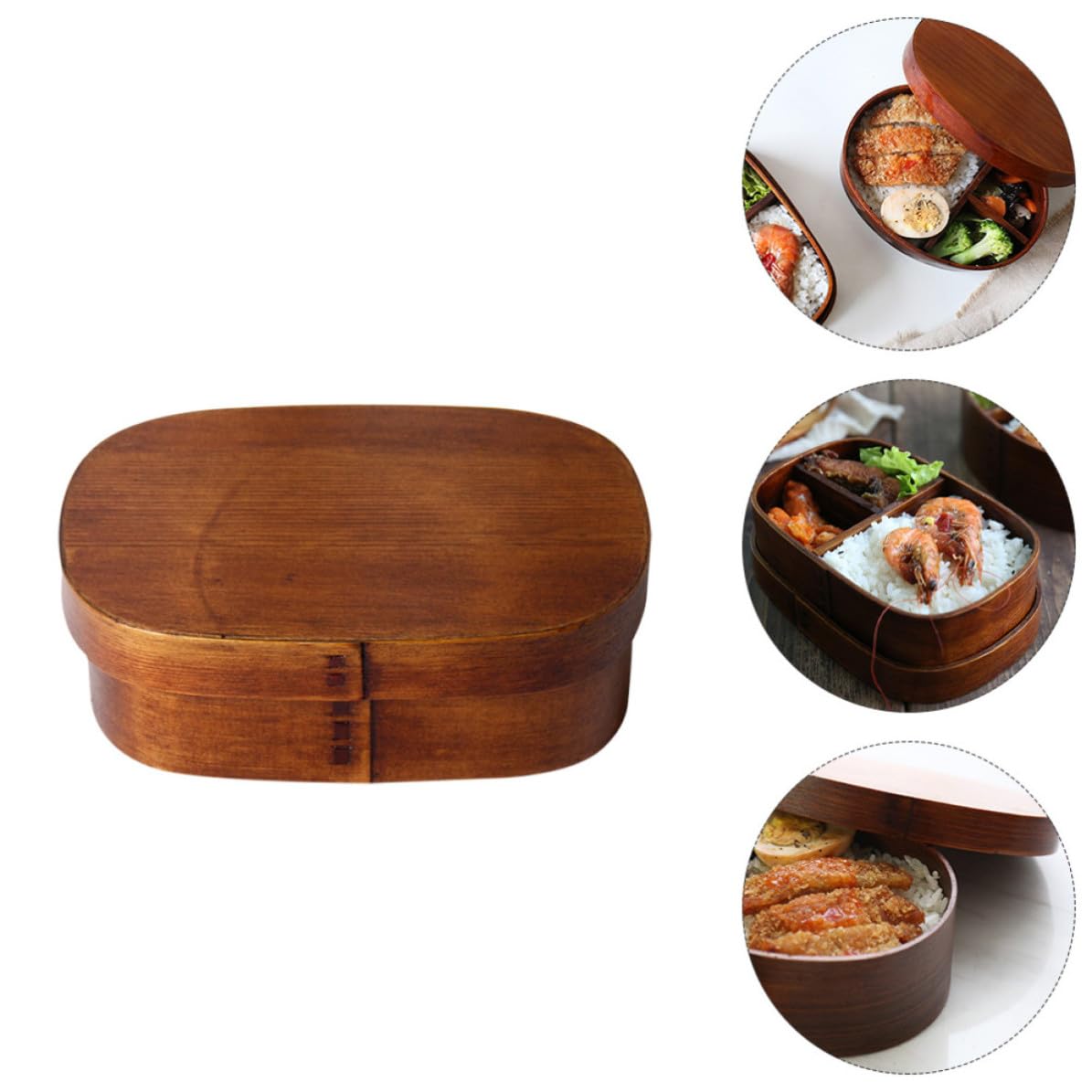 Boîte à Déjeuner Japonaise en Bois, Portable Grosse Capacité, Design Couche et Compartiments Divisés, pour L'école Famille Couleur