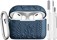 Vista 15 de AIRSPO Funda para Airpod Pro de 2ª Generación, Funda Protectora de Silicona Suave con Relieve Floral 3D con Kit de Limpieza para Apple Airpods Pro
