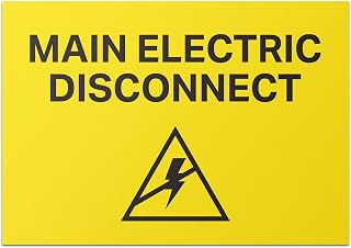 Main Electric Disconnect Stickers – 5 x 3.5 Fluorescent Yellow/Black Safety Labels (600 Count) | Electrical Panel & Building Disconnect Warning Signs